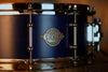 EVETTS 14 X 5.5 JARRAH SNARE DRUM, BLUE FIDDLEBACK SMOOTH SATIN VENEER