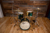 GRETSCH USA CUSTOM 125TH ANNIVERSARY PROGRESSIVE JAZZ 4 PIECE DRUM KIT, CADILLAC GREEN, GOLD HARDWARE (PRE-LOVED)