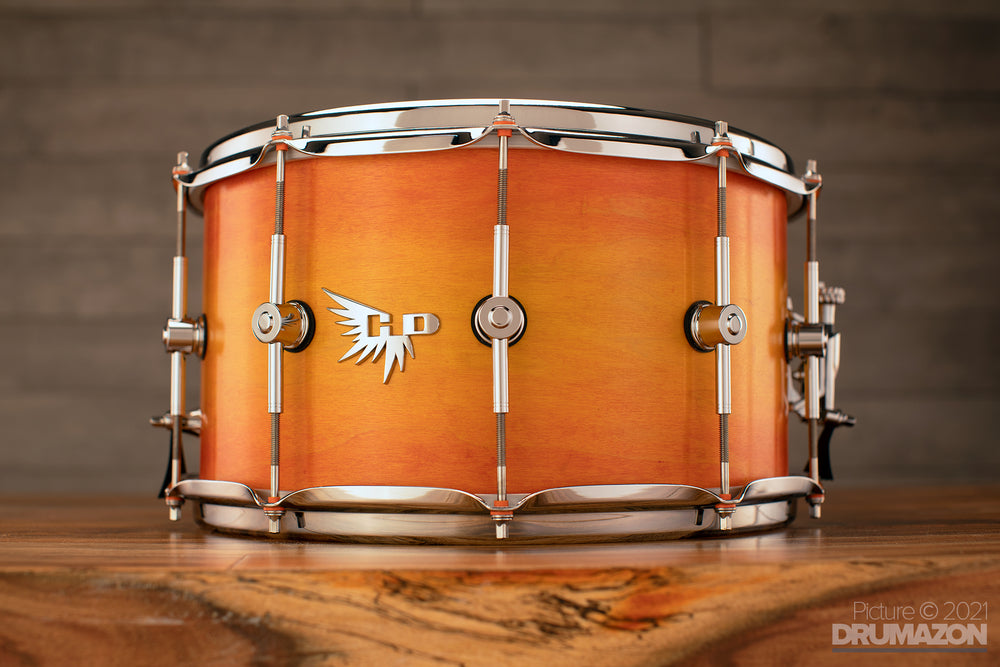 HENDRIX HD CUSTOM 14 X 7.78 MAPLE SNARE DRUM, ORANGE TO YELLOW