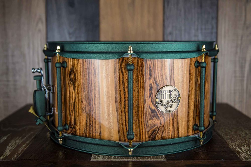 HHG 13 X 7 BOCOTÉ STAVE SNARE DRUM, HIGH GLOSS LACQUER, FOREST GREEN S –  Drumazon