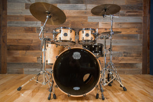 MAPEX SATURN V EXOTIC SOUND WAVE 4 PIECE DRUM KIT, NATURAL MAPLE BURL (PRE-LOVED)