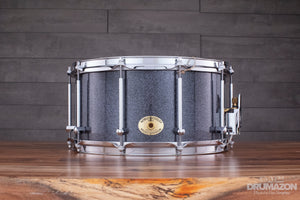 NOBLE & COOLEY 14 X 7 SS CLASSIC BEECH SOLID SHELL SNARE DRUM HEMATITE SPARKLE / CHROME FITTINGS (PRE-LOVED)