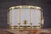 NOBLE & COOLEY 14 X 8 SS CLASSIC SOLID MAPLE SHELL SNARE DRUM, IVORY GLOSS, BRASS FITTINGS