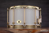 NOBLE & COOLEY 14 X 8 SS CLASSIC SOLID MAPLE SHELL SNARE DRUM, IVORY GLOSS, BRASS FITTINGS