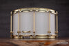 NOBLE & COOLEY 14 X 8 SS CLASSIC SOLID MAPLE SHELL SNARE DRUM, IVORY GLOSS, BRASS FITTINGS