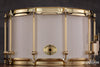 NOBLE & COOLEY 14 X 8 SS CLASSIC SOLID MAPLE SHELL SNARE DRUM, IVORY GLOSS, BRASS FITTINGS