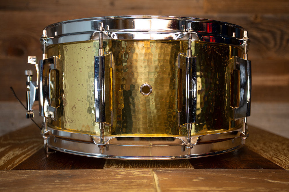 PEARL CUSTOM CLASSIC SERIES 14 X 6.5 HAMMERED BRASS SNARE DRUM, MADE I –  Drumazon