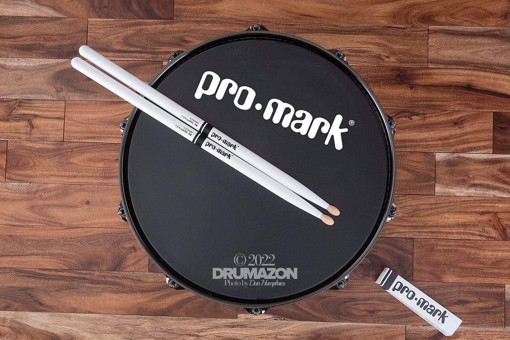 PROMARK CLASSIC FORWARD 5B HICKORY WOOD TIP DRUM STICKS, PAINTED WHITE