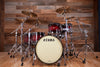 TAMA STARCLASSIC BUBINGA 5 PIECE DRUM KIT, GARNET QUILTED BUBINGA BURST, BLACK NICKEL FITTINGS (PRE-LOVED)