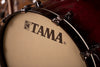 TAMA STARCLASSIC BUBINGA 5 PIECE DRUM KIT, GARNET QUILTED BUBINGA BURST, BLACK NICKEL FITTINGS (PRE-LOVED)