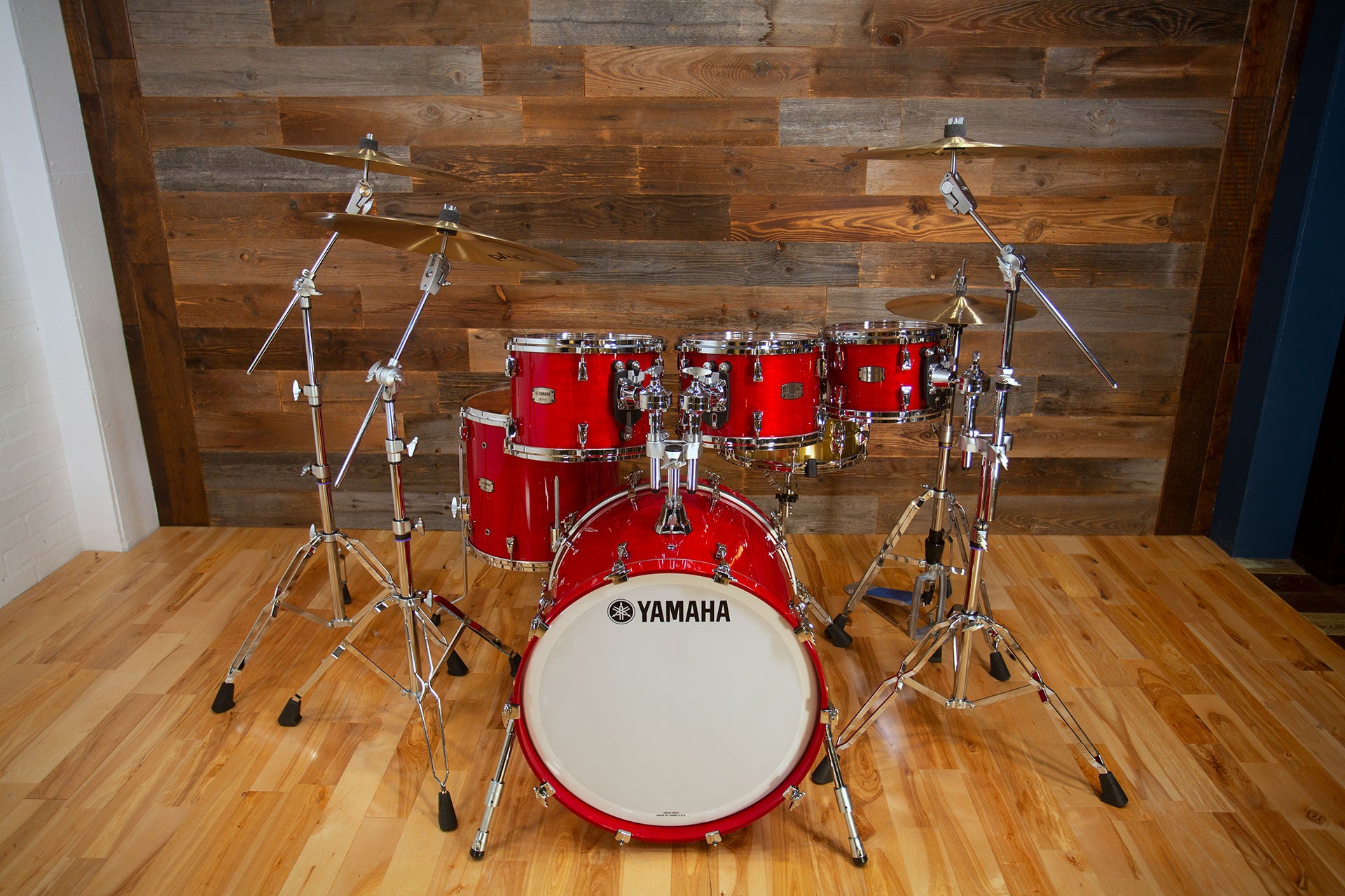 Yamaha Absolute Hybrid Maple 5 Piece Drum Kit Red Autumn Lacquer Drumazon 8833