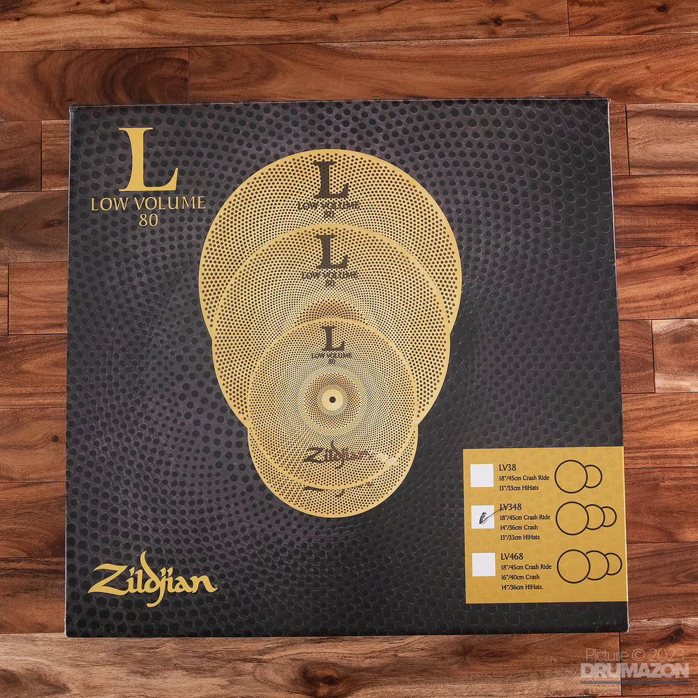 ZILDJIAN L80 LOW VOLUME 348 BOXED LOW NOISE CYMBAL SET (PRE-LOVED